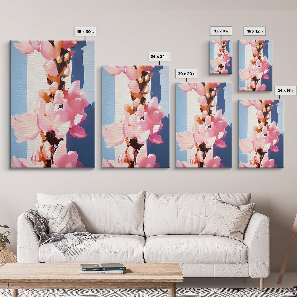 Sunlit Blossoms, Soft Pastel, Romantic Floral Art, Feminine Wall Decor, Modern Botanical Painting, Bedroom Wall Art, Canvas Print