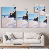 Beach View, Ocean Shore Art, Coastal Landscape Painting, Framed Canvas Print, Living Room Wall Art, Minimalist Seaside Decor