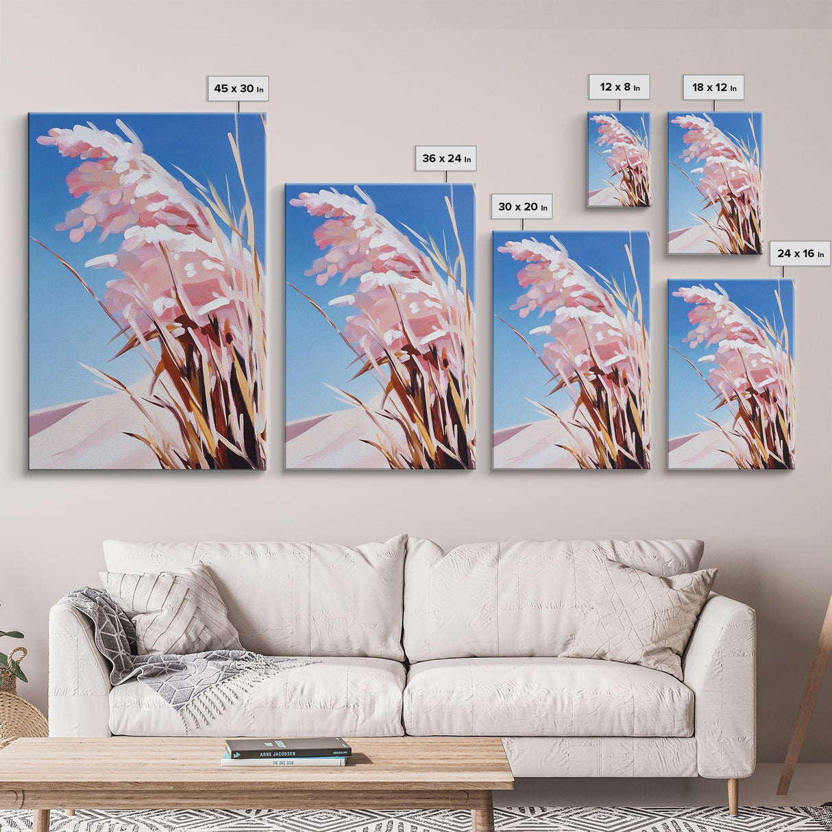 Windblown Grass, Beach Prairie Art, Coastal Breeze Print, Framed Canvas Print, Neutral Minimalist Decor, Modern Nature Wall Art