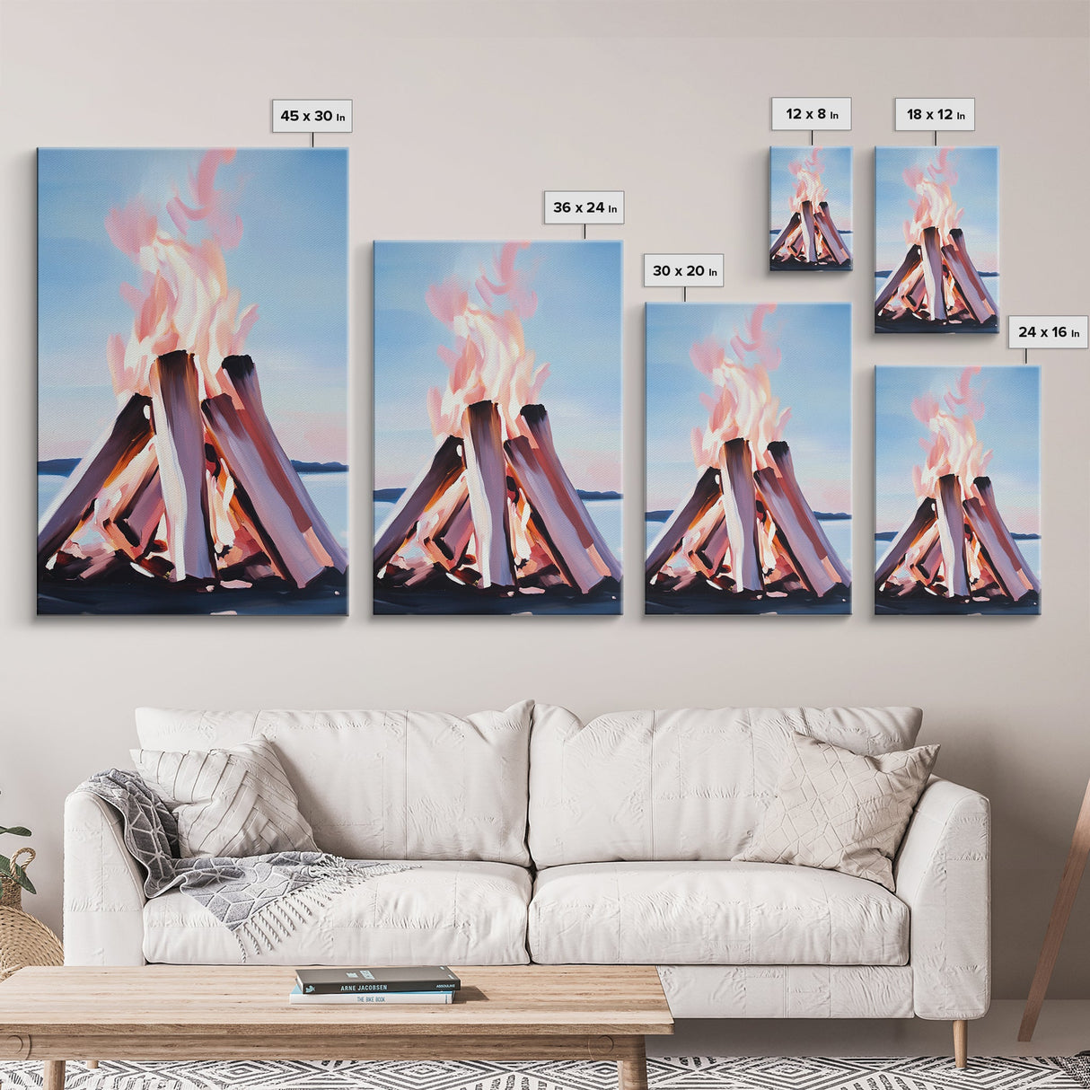 Firelight, Outdoor Glow, Evening Warmth, Canvas Print, Rustic Cabin Art, Cozy Ambiance, Living Room Decor, Autumn Vibes, Bonfire Scene