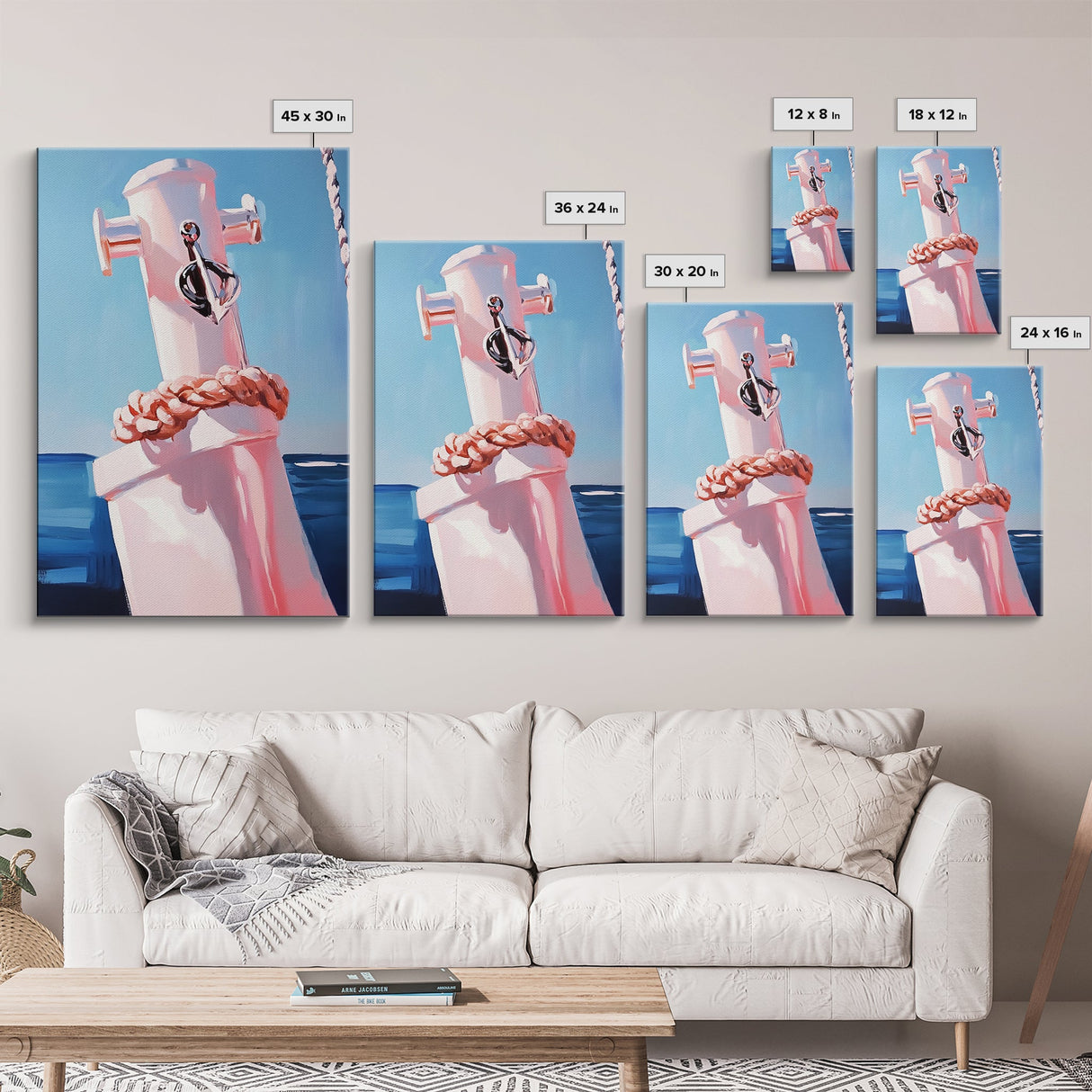 Nautical Detail, Coastal Aesthetic, Blue Ocean Art, Maritime Theme, Canvas Print, Beach House Decor, Sailing Wall Art, Modern Minimalist