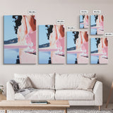 Lakeside Reflection, Calm Water Art, Serene Landscape, Pink and Blue Painting, Boho Minimalist Decor, Framed Canvas Print, Gift Idea