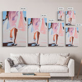 Elegant Woman Art, Fashion Illustration, Minimalist Feminine Painting, Pink Aesthetic Decor, Framed Canvas Print, Bedroom Wall Art