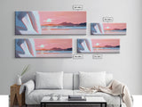 Sunset Serenity, Coastal Horizon, Tranquil Art, Framed Canvas Print, Pink Sky, Minimalist Seascape, Ocean Decor, Living Room Artwork