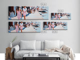 Summer Market, Stylish Women, Canvas Print, European Street Scene, Coastal Town, Fashion Artwork, Chic Home Decor, Travel Aesthetic