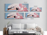 Dolphin, Pink Flowers, Canvas Print, Ocean Art, Whimsical Artwork, Coastal Wall Art, Sea Life Decor, Modern Aesthetic, Nature Lover Gift