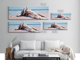 Beach Driftwood, Coastal Art, Seaside Wall Decor, Nature Painting, Canvas Print, Living Room Wall Art, Modern Beach House Art
