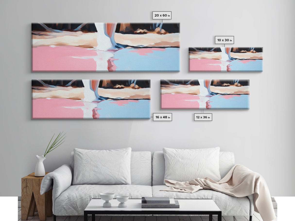 Pink Reflection, Abstract Art, Feminine Aesthetic, Soft Pastel Painting, Canvas Print, Minimalist Wall Art, Bedroom Wall Decor