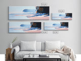 Misty Shoreline, Coastal Landscape Art, Minimalist Seascape, Ocean View, Framed Canvas Print, Modern Home Decor, Living Room Art