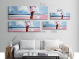 Woman by Ocean, Beach Reflection, Serenity Art, Framed Canvas Print, Modern Coastal Decor, Minimalist Wall Art, Bedroom Artwork
