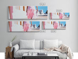 Pink Dress, Elegant Stroll, Romantic Scene, Framed Canvas Print, Modern Wall Art, Feminine Decor, Stylish Living Room Artwork