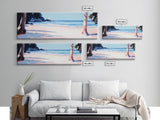 Beach Scene, Palm Trees, Blue Ocean, Canvas Print, Coastal Wall Art, Minimalist Landscape, Living Room Decor, Relaxing Home Aesthetic