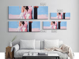 Pink Dress, Soft Pastels, Framed Canvas Print, Feminine Wall Art, Elegant Home Decor, Dreamy Bedroom Aesthetic, Modern Minimalist