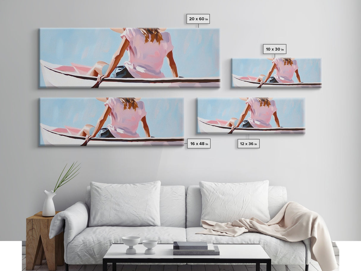 Relaxing Kayak, Pastel Colors, Coastal Wall Decor, Living Room Art, Boho Beach Vibes, Modern Seascape, Canvas Print, Serene Waterscape
