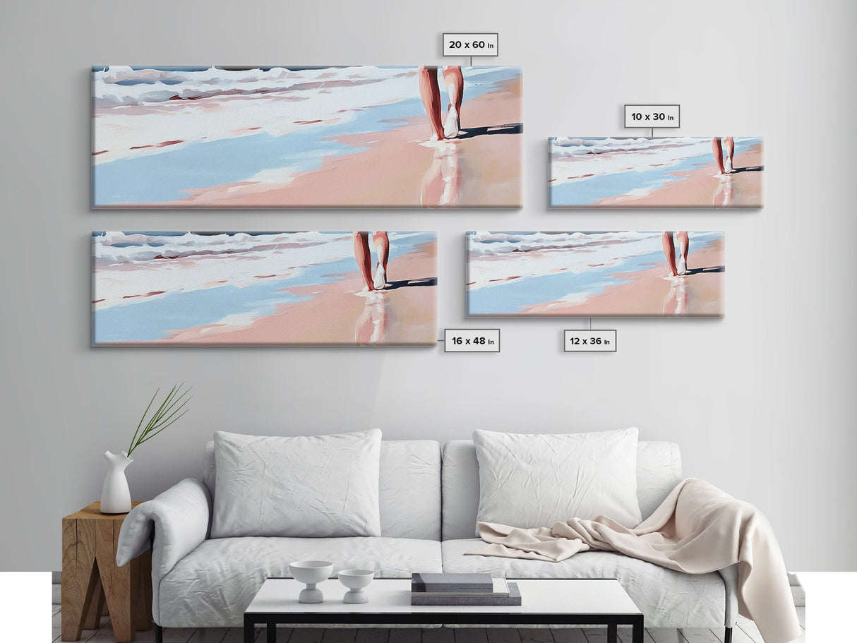 Coastal Walk, Beach, Ocean, Serenity, Framed Canvas Print, Coastal Wall Art, Nautical Decor, Living Room Wall Art, Minimalist Art