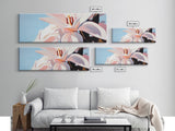 Blooming Lily, Floral, Nature, Framed Canvas Print, Botanical Wall Art, Pastel Home Decor, Feminine Aesthetic, Living Room Wall Art