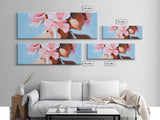 Floral Woman, Feminine Beauty, Elegant Portrait, Boho Canvas Print, Bedroom Wall Art, Modern Aesthetic, Pastel Pink Home Decor