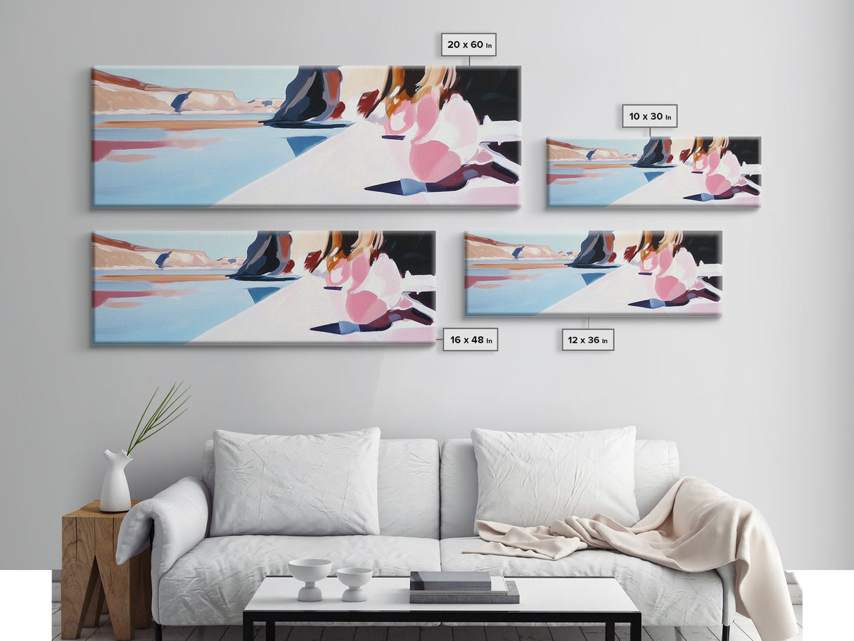 Desert Reflection, Minimalist Art, Modern Landscape, Neutral Tones, Framed Canvas Print, Boho Decor, Living Room Wall Art, Large Art