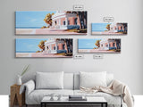 Beach House, Coastal Art, Modern Seascape, Framed Canvas Print, Living Room Wall Art, Pastel Ocean, Minimalist Decor, Nautical Home
