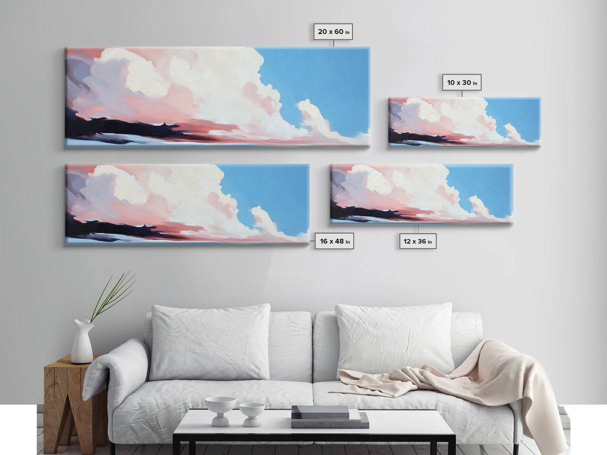 Sunset Clouds, Pastel Sky, Dreamy Ocean, Canvas Print, Modern Seascape, Relaxing Coastal Wall Art, Minimalist Beach House Decor