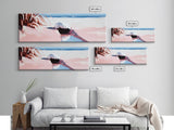 Romantic Beach Scene, Coastal Wall Art, Sunset Ocean Painting, Pastel Beach Framed Canvas Print, Living Room or Office Art