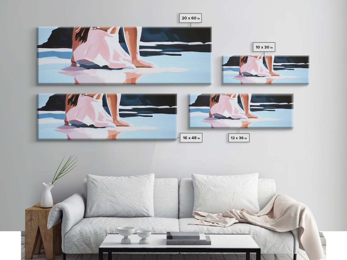 Reflections, Beach Walk, Minimalist Art, Framed Canvas Print, Modern Wall Art, Relaxing Decor, Contemporary Home, Living Room Artwork