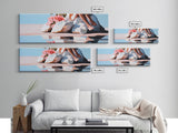 Beach Blossom Scene, Floral Coastal Art, Pastel Summer Vibes, Nature Wall Decor, Soft Aesthetic, Canvas Print, Bedroom Wall Art