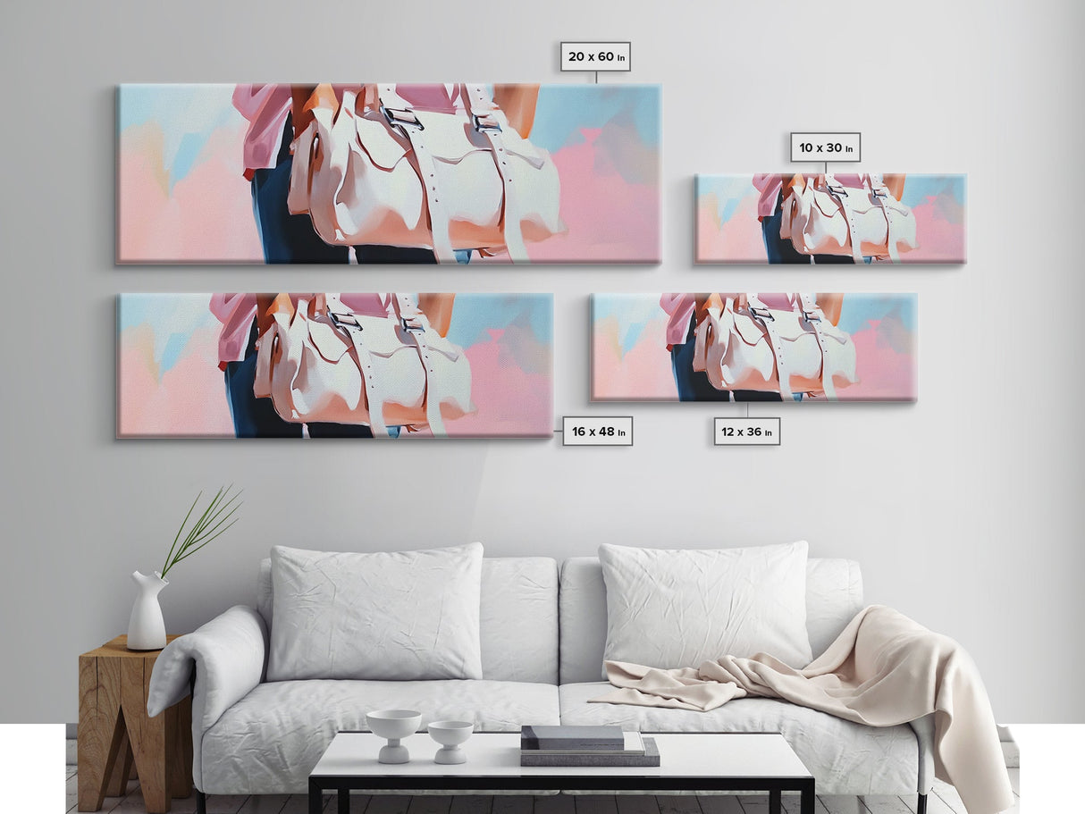Pink Handbag, Fashion Wall Art, Feminine Aesthetic, Chic Decor, Framed Canvas Print, Modern Bedroom Art, Minimalist Artwork