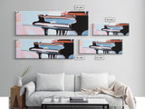 Grand Piano, Music Lover Gift, Classical Music Art, Elegant Interior, Framed Canvas Print, Minimalist Home Office Decor