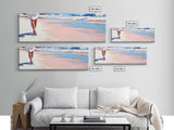 Walking on Beach, Coastal Art, Ocean Painting, Minimalist Seascape, Pastel Sand Decor, Nautical Wall Print, Living Room Art, Canvas Print