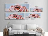 Pink Crab, Coastal Art, Beach House Decor, Nautical Wall Art, Ocean Theme, Framed Canvas Print, Living Room Wall Art, Modern Beach Art
