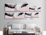 Flying Seagull, Coastal Bird, Ocean Breeze, Nautical Theme, Minimalist Art, Framed Canvas Print, Beach House Wall Art, Seaside Decor
