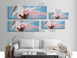 Flowing Dress, Windy Beach, Feminine Wall Art, Soft Pink Aesthetic, Summer Vibes, Framed Canvas Print, Living Room Art, Coastal Elegance