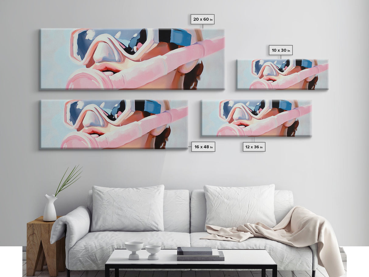 Scuba Diver, Snorkeling Art, Ocean Adventure, Canvas Print, Coastal Wall Art, Modern Beach Decor, Nautical Theme, Living Room Art