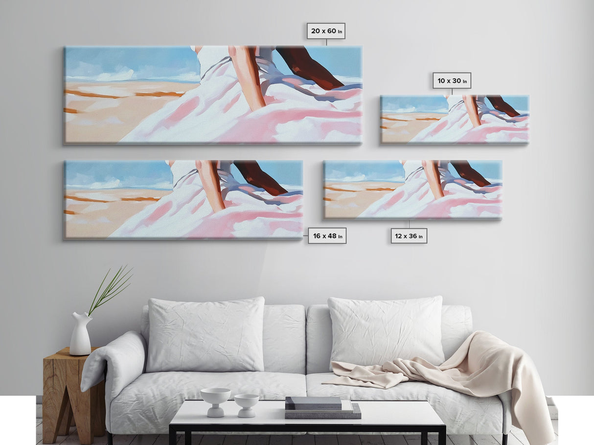 Desert Dress, Sunset Art, Pastel Landscape, Framed Canvas Print, Soft Aesthetic, Minimalist Wall Art, Elegant Home Decor, Bedroom Art