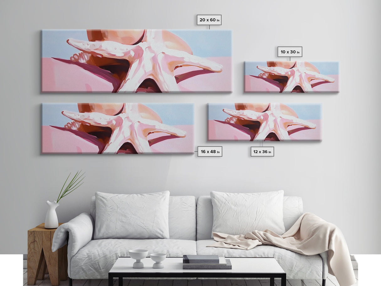 Starfish, Coastal Art, Beach Serenity, Framed Canvas Print, Nautical Wall Art, Minimalist Ocean Decor, Living Room Art, Seaside Theme