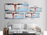 Romantic Reflection, Sand and Sea, Dreamy Pastels, Framed Canvas Print, Coastal Art, Beach House Decor, Serene Aesthetic Painting