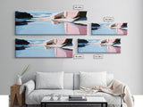 Reflected Ocean Scene, Coastal Landscape Print, Tranquil Beach Art, Blue Pastel Painting, Large Canvas Print, Living Room Wall Decor