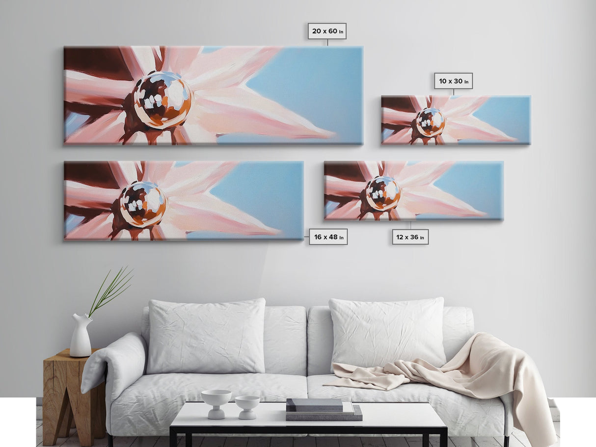Floral Reflection Art, Modern Flower Print, Soft Pastel Wall Decor, Minimalist Bloom Painting, Large Canvas Print, Feminine Room Decor