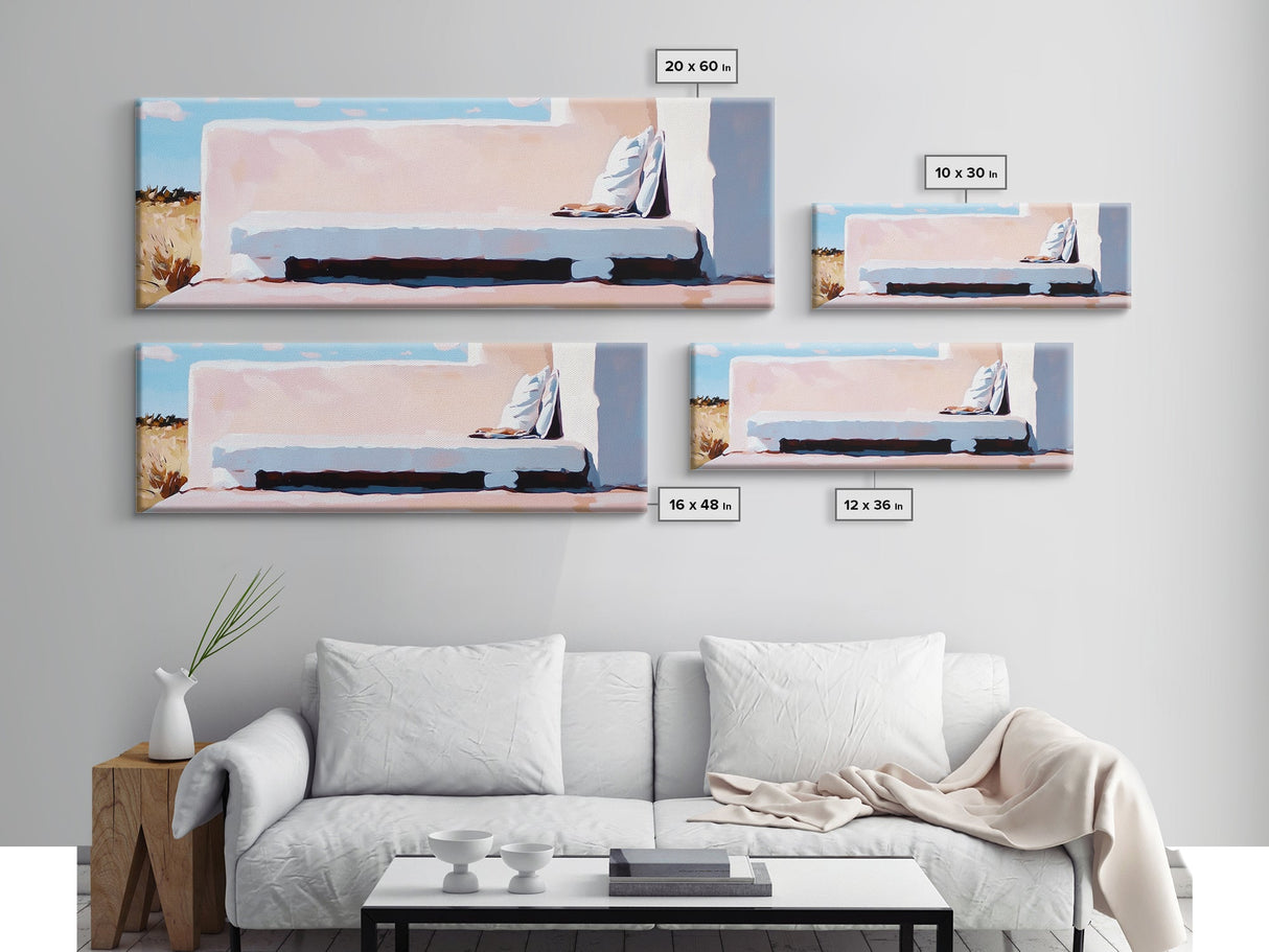 Desert Bench, Cozy Minimalist, Soft Neutral Tones, Boho Retreat, Modern Home Decor, Canvas Print, Living Room Wall Art, Earthy Tones