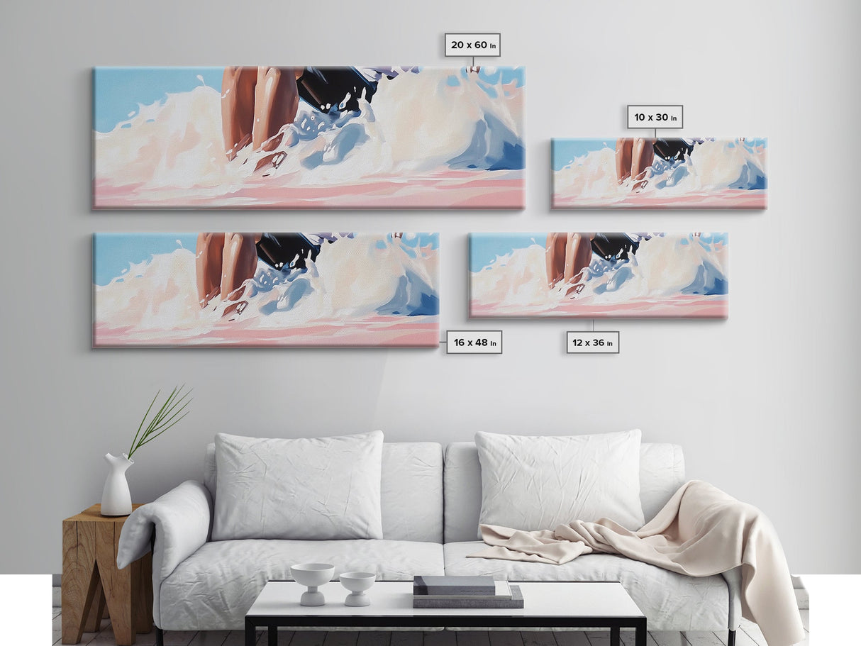 Ocean Waves, Coastal Art, Beach Vibes, Living Room Wall Art, Modern Seascape, Minimalist Art, Framed Canvas Print, Nautical Decor