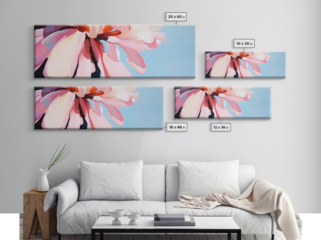 Pink Blossom, Floral Wall Art, Spring Bloom, Bedroom Decor, Pastel Aesthetic, Botanical Print, Framed Canvas Print, Modern Home Decor
