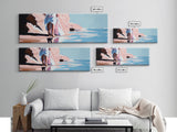 Woman Walking, Elegant Art, Coastal Chic, Bedroom Wall Art, Fashion Illustration, Soft Pastel Tones, Framed Canvas Print, Feminine Decor