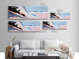 Ocean Breeze, Cliffside Waves, Coastal Landscape, Living Room Art, Nautical Decor, Minimalist Aesthetic, Framed Canvas Print, Blue Hues