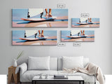 Surfboard Reflections, Beach Vibes, Modern Coastal Art, Surfing Aesthetic, Boho Home Decor, Framed Canvas Print, Watercolor Inspired