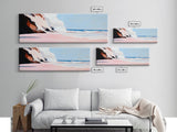 Sunset Cliffs, Ocean Mist, Coastal Landscape, Relaxing Wall Art, Beach Retreat, Soft Pastel Colors, Framed Canvas Print, Contemporary Style