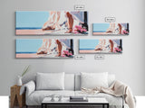 Bride by Cliffs, Wedding Wall Art, Coastal Painting, Feminine Seascape, Elegant Home Decor, Framed Canvas Print, Bedroom Aesthetic