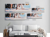 Palm Shadows, Beach Escape, Relaxing Shoreline, Summer Coastal, Canvas Print, Boho Aesthetic, Living Room Wall Art, Modern Tropical Decor