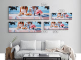 Ocean Picnic, Coastal Dining, Elegant Beach Scene, Pastel Seascape, Canvas Print, Living Room Art, Modern Nautical, Kitchen Wall Art