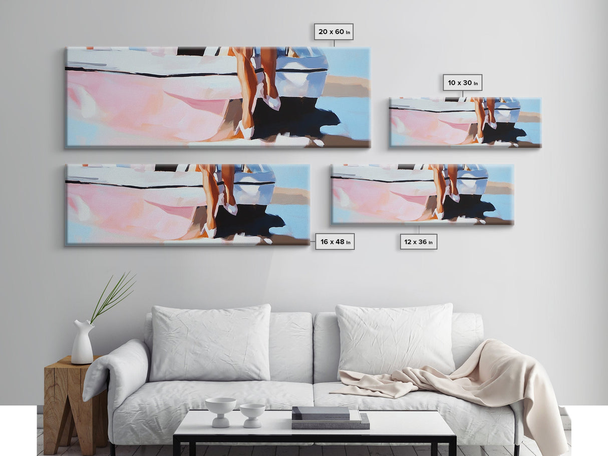 Sailboat Reflection, Nautical Art, Marina Landscape, Framed Canvas Print, Minimalist Coastal Decor, Ocean Painting, Living Room Wall Ar